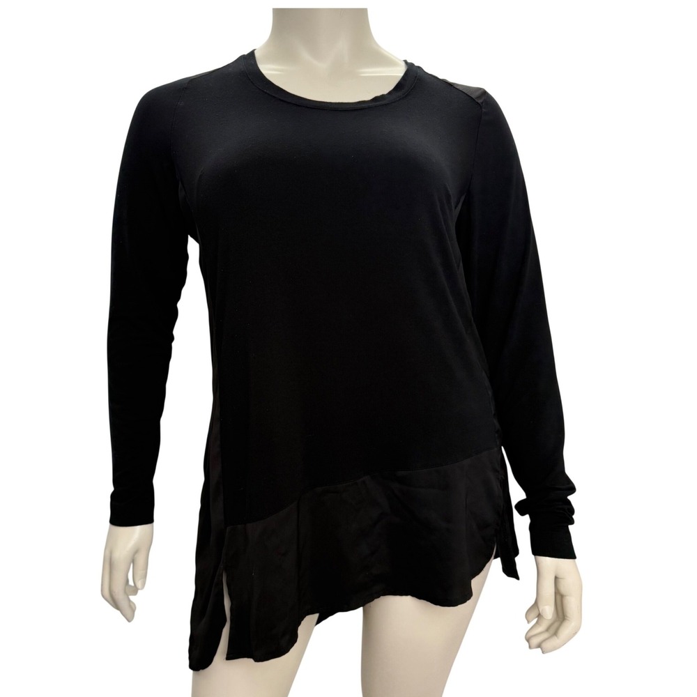 Melissa McCarthy Black Long Sleeve Tunic Asymmetrical Minimalist Lagenlook‎ XL